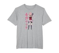 Naruto Shippuden Sakura Cherry Blossoms Anime Maglietta, Uomo Taglie Grandi, Grigio Melange, 2X Tall