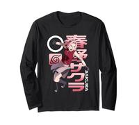 Naruto Shippuden Sakura Pink Kanji Collage Anime Maglia a Manica