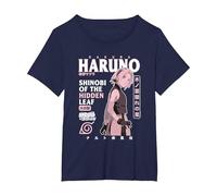 Naruto Shippuden Sakura Sovraccarico di Testo Maglietta, Donna Plus-Size, Navy, 6X