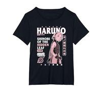 Naruto Shippuden Sakura Sovraccarico di Testo Maglietta, Donna Plus-Size, Nero, 2X