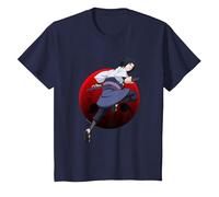 Naruto Shippuden Sasuke with Sharingan Anime Maglietta, Bambini, Navy, 10 Anni