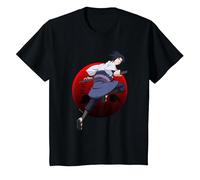 Naruto Shippuden Sasuke with Sharingan Anime Maglietta, Bambini, Nero, 10 Anni