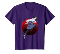 Naruto Shippuden Sasuke with Sharingan Anime Maglietta, Bambini, Viola, 10 Anni