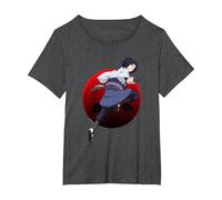 Naruto Shippuden Sasuke with Sharingan Anime Maglietta, Donna Plus-Size, Grigio Scuro, 5X