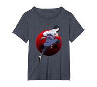 Naruto Shippuden Sasuke with Sharingan Anime Maglietta, Donna Plus-Size, Pervinca, 2X