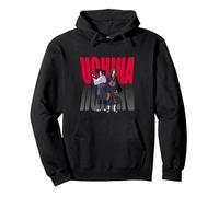 Naruto Shippuden Uchiha Itachi & Sasuke Gradient Logo Anime Felpa con Cappuccio, Unisex per Adulti, Nero, M