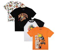 Naruto Uzumaki Girocollo Manica Corta 4-Pack Maglietta Bambino, Multicolore, XL
