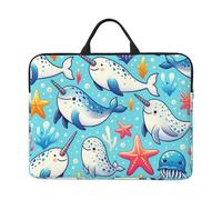 Narwhal-And-Starfish - Custodia per computer portatile da 14 pollici, con chiusura a cerniera