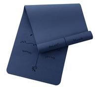 Narwhal Tappetino da yoga con linee di orientamento, antiscivolo, per fitness e pilates, da ginnastica, spessore 6 mm, materiale TPE ecologico, 183 x 61 cm (blu navy, 6 mm)