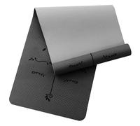 Narwhal Tappetino da yoga con linee di orientamento, antiscivolo, per fitness e pilates, da ginnastica, spessore 6 mm, materiale TPE ecologico, 183 x 61 cm (nero/grigio, 6 mm)