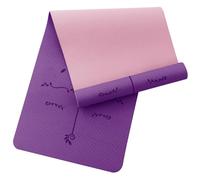 Narwhal Tappetino da yoga con linee di orientamento, antiscivolo, per fitness e pilates, da ginnastica, spessore 6 mm, materiale TPE ecologico, 183 x 61 cm (viola scuro/rosa, 6 mm)