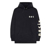 Nas - Nas Felpa con Cappuccio Symbols Sleeve Print Logo Nuovo Ufficiale Uomo Nero Size XXL