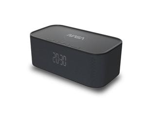 NASA Alarm Clock SPC800 - Radiosveglia, potente altoparlante Bluetooth, 10W RMS, 5W di ricarica wireless, doppio allarme, effetto stereo, luce LED, batteria al litio, orologio incorporato - Nero - Nou