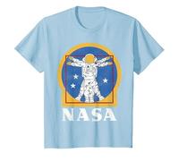 NASA Astronaut Vitruvian Man Golden Maglietta, Bambini, Celeste, 2 Anni