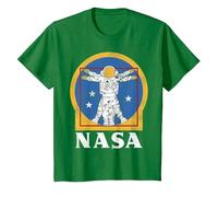 NASA Astronaut Vitruvian Man Golden Maglietta, Bambini, Verde Mela, 2 Anni