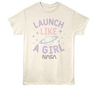 NASA - Launch Like A Ragazza - American Classici - Naturale Adulto Manica Corta