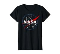 NASA Outline Black And White Maglietta, Donna, Nero, XS