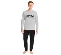 NASA - Pigiama da uomo, a maniche lunghe, con pantaloni, grigio/nero, grigio/nero, L