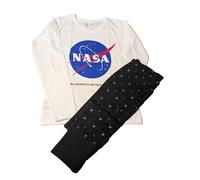NASA Pigiama per bambine - Set pigiama a maniche lunghe con pantaloni, pigiama in cotone, 2 pezzi, taglia 134-164, Nero , 134-140