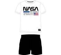 NASA Pigiama per ragazzi - Set pigiama a maniche corte per bambini, pigiama estivo, 134-164 cm, biancheria da notte per bambini, maglietta e pantaloncini, bianco, 134-140