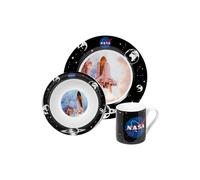NASA Set da colazione per bambini - Rocket - Set di 3 piatti, ciotola e tazza in porcellana