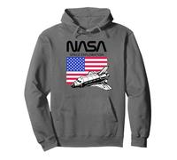 NASA Space Shuttle Exploration Bandiera USA Felpa con Cappuccio