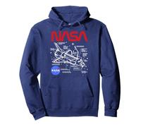 NASA Space Shuttle Schematic Layout Felpa con Cappuccio