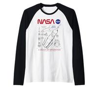 NASA Space Shuttle SLS Saturn V Apollo Lunar Schematico Maglia con Maniche Raglan