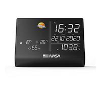 NASA WSP1300 - Stazione meteorologica, altoparlante Bluetooth, schermo LCD da 6,4 , orologio/calendario/radio FM, fornita con adattatore CA - Nero - Nouvo