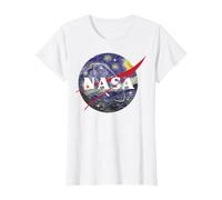 NASA Van Gogh Starry Night Style Logo Maglietta, Donna, Bianco, S