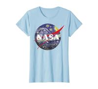 NASA Van Gogh Starry Night Style Logo Maglietta, Donna, Celeste, S