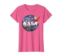 NASA Van Gogh Starry Night Style Logo Maglietta, Donna, Rosa mélange, S
