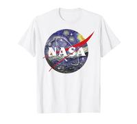 NASA Van Gogh Starry Night Style Logo Maglietta, Uomo, Bianco, S