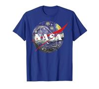 NASA Van Gogh Starry Night Style Logo Maglietta, Uomo, Blu Reale, L