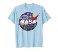 NASA Van Gogh Starry Night Style Logo Maglietta, Uomo, Celeste, S