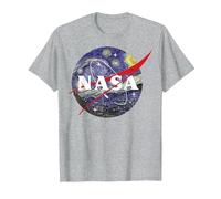 NASA Van Gogh Starry Night Style Logo Maglietta, Uomo, Grigio Melange, S