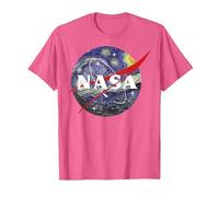 NASA Van Gogh Starry Night Style Logo Maglietta, Uomo, Rosa mélange, L