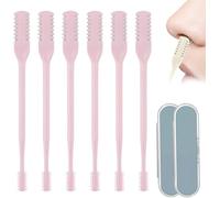 Nasal Hair Cutter for Men Women, 2-in-1 Nasal Nose Hair Trimmer Manual, 360 Nostril Hair Remover Tool (Pink,6PCs)