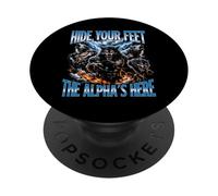 Nascondi i tuoi piedi Il lupo di Alpha qui PopSockets PopGrip Adesivo