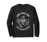 Nascondi Le Dita dei Piedi The Alpha's Here Funny Alpha Wolf Meme Cringe Maglia a Manica