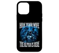 Nascondi tua moglie L'alfa è qui Alpha Wolf Cringy Silly Custodia per iPhone 12 mini