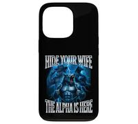 Nascondi tua moglie L'alfa è qui Alpha Wolf Cringy Silly Custodia per iPhone 13 Pro