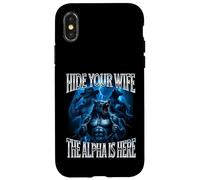Nascondi tua moglie L'alfa è qui Alpha Wolf Cringy Silly Custodia per iPhone X/XS