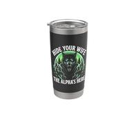 Nascondi tua moglie The Alpha is Here Wolf Maschio Werwolf Meme Bicchiere termico in acciaio inox doppia parete