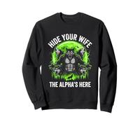 Nascondi Tua Moglie (The Alpha's Here) - Funny Wolf Meme Guys Men Felpa