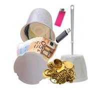 Nascondiglio segreto in vero scopino da WC " scopino per wc cassaforte " con doppio fondo grande capacità per banconote, carte di credito, chiavi e altro