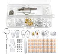 Naselli per Occhiali, 25 Paia di Nasali in Silicone Universali, Set di Riparazione con Viti Cacciavite Pinzette Ferma Occhiali, in Schiuma Morbida