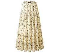 NASHALYLY Maxi Gonna Svasata da Donna in Chiffon Elastico, a Vita Alta, a Pieghe, XX-Large