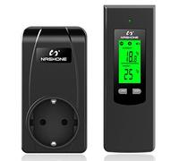 NASHONE Presa Termostato Wireless Regolatore di Temperatura Digitale con Modalità Riscaldamento e Raffreddamento Telecomando con Sensore di Temperatura e Funzione Memoria Display LCD Retroilluminato