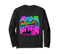 Nashville Retro Vivace Skyline Music City Design Maglia a Manica